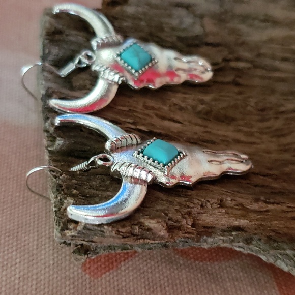 Longhorn Earrings Cattle Cow Steer Bull Vaca Toro Vaquera Vaqueros Rodeo Cowgirl - Picture 5 of 9